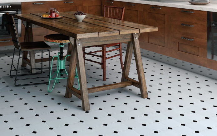 floor tiles in the shape of an octagon