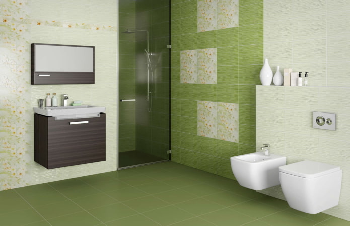 green floor tiles in the interior