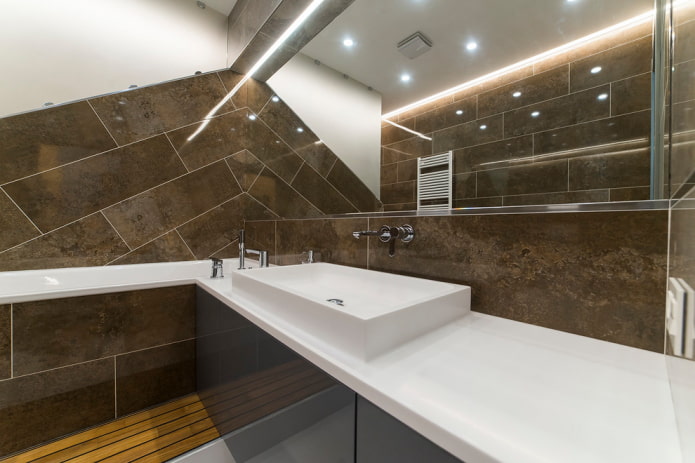 stone effect tiles in the bathroom interior