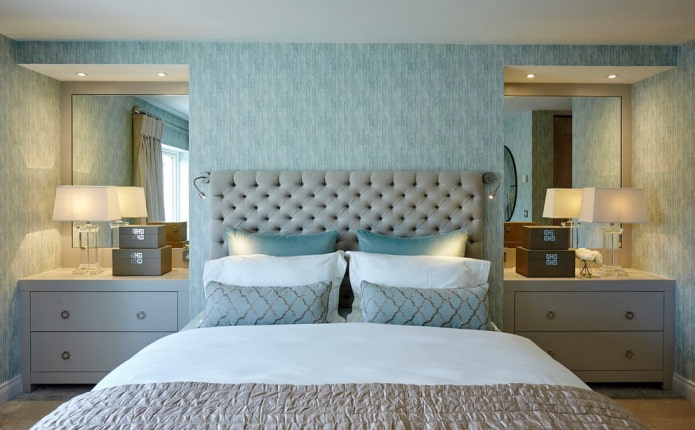 bedside table with mirrors