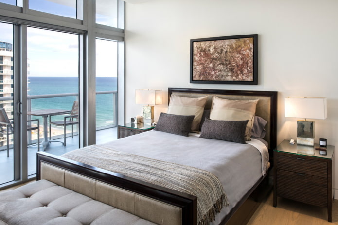 bedside table with glass