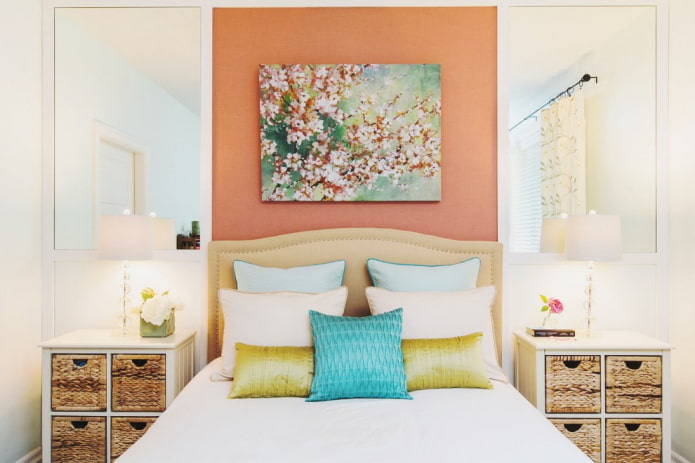 bedside table with baskets