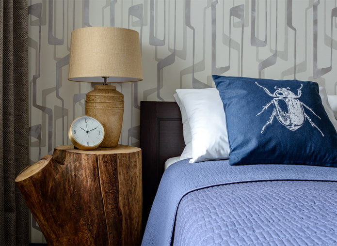 bedside table made of natural wood