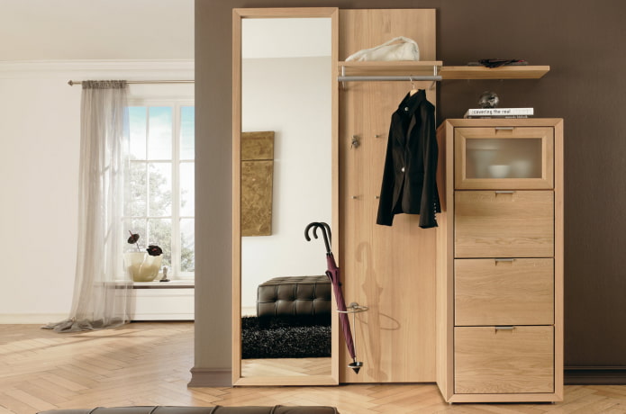 built-in shoe rack in the interior of the hallway