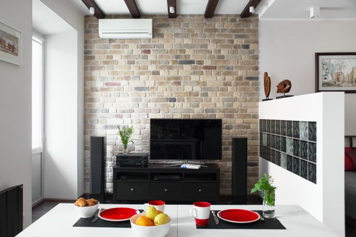 black TV stand in the interior black TV stand in the interior