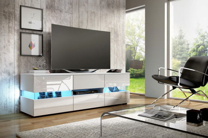 TV stand in high-tech interior TV stand in high-tech interior