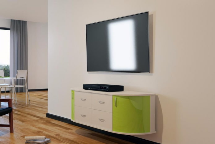 semicircular TV stand in the interior semicircular TV stand in the interior