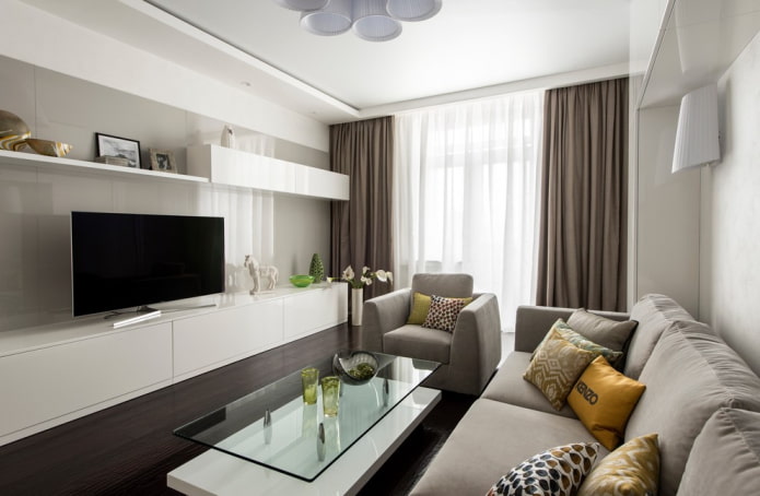 long TV stand in the interior long TV stand in the interior