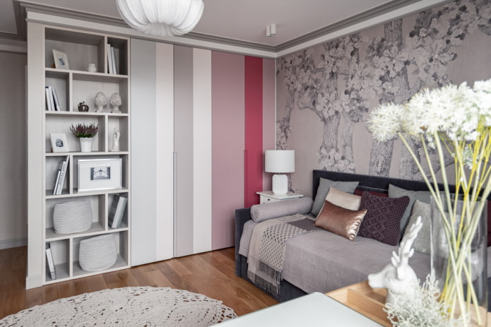 multi-colored wardrobe in the interior of the nursery multi-colored wardrobe in the interior of the nursery