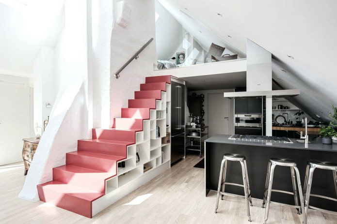 cabinet under the flight of stairs in the interior