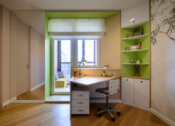 corner cabinet near the window in the interior corner cabinet near the window in the interior