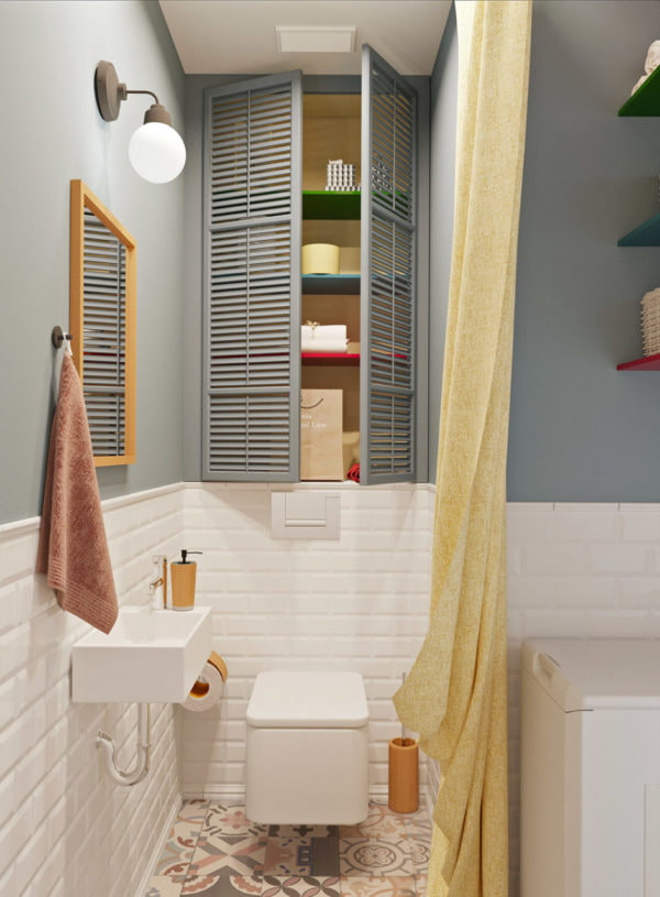 wardrobe with doors in the interior of the toilet