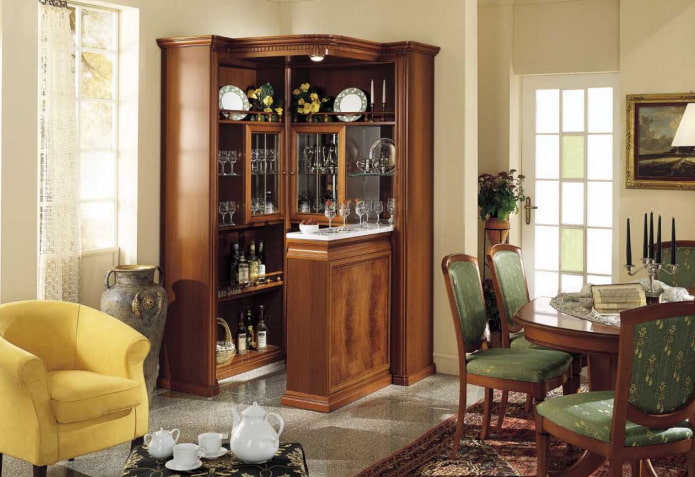 corner bar cabinet in the interior of the hall corner bar cabinet in the interior of the hall