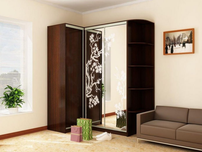 design of a corner cabinet in the interior of the hall design of a corner cabinet in the interior of the hall