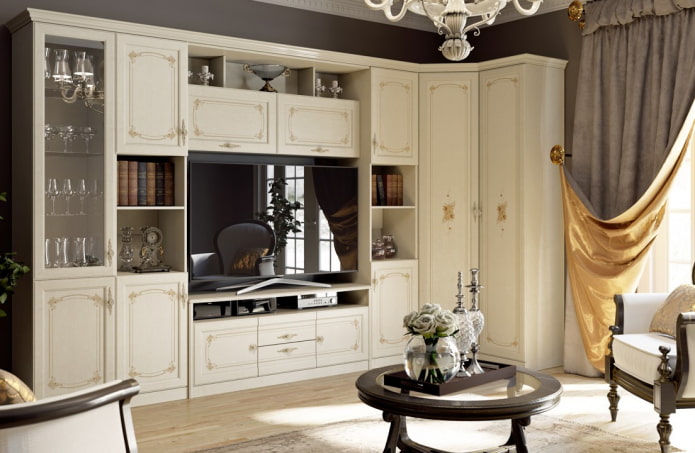 corner TV cabinet in the interior of the hall corner TV cabinet in the interior of the hall