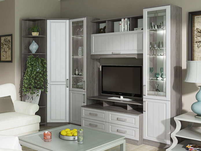 corner wardrobe in the interior of the hall in Provence style corner wardrobe in the interior of the hall in Provence style