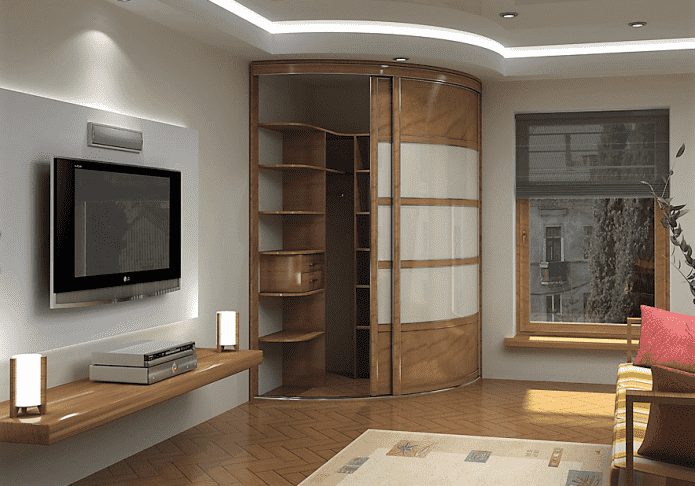 corner cabinet of radius shape in the hall corner cabinet of radius shape in the hall