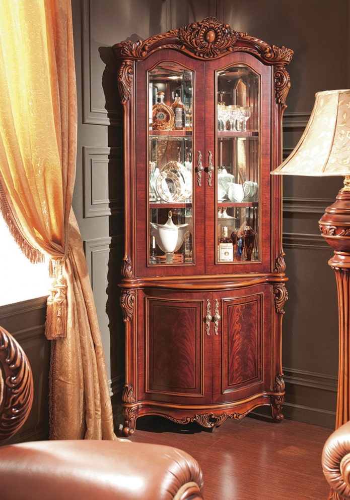design of a corner cabinet in the interior of the hall design of a corner cabinet in the interior of the hall