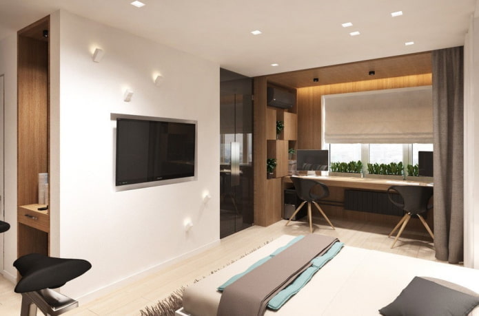 working area in the interior of a studio apartment