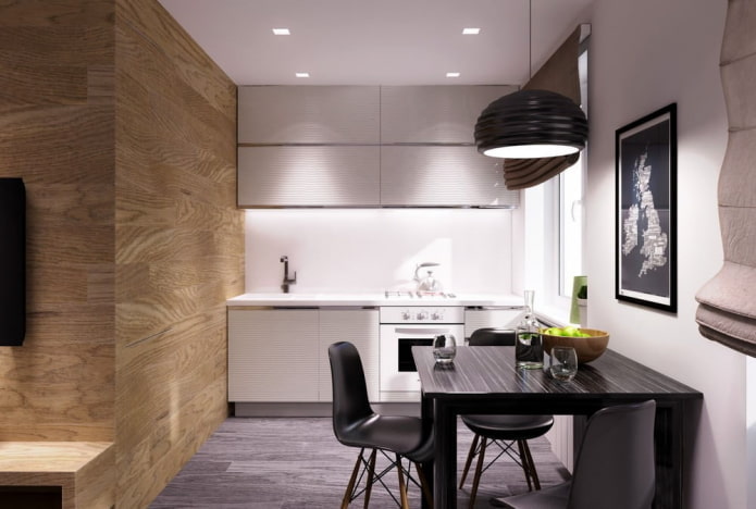 kitchen in the interior of a studio apartment