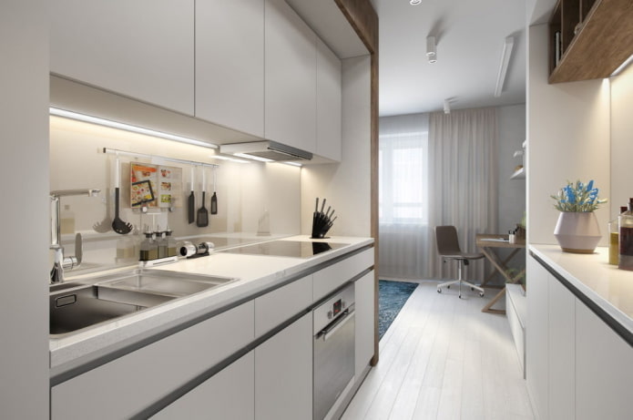 kitchen in the interior of a studio apartment