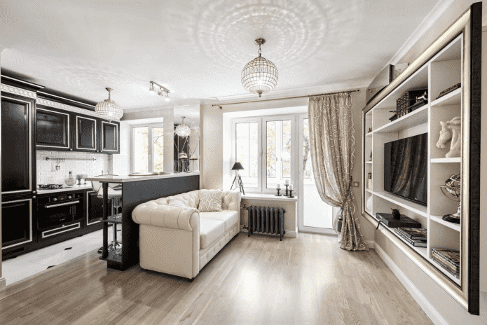 interior of a studio apartment in a classic style