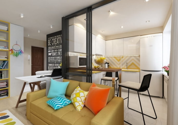 lighting in the interior of a studio apartment