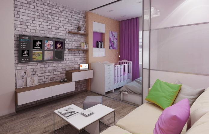 children's corner in the interior of a studio apartment
