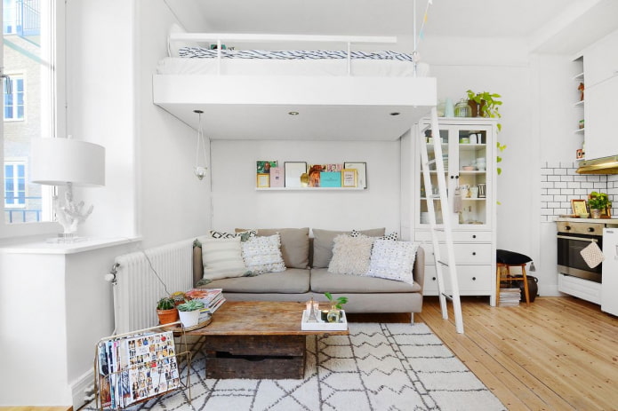 interior of a two-level studio apartment