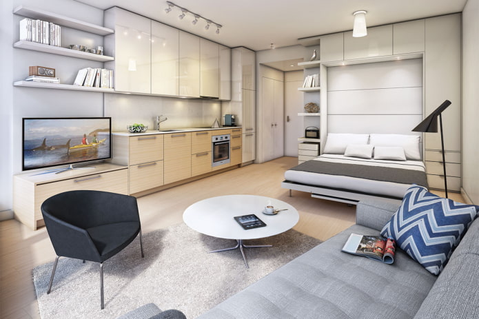 interior layout of a studio apartment