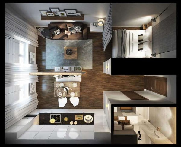 Layout of a studio apartment 25 sq. m.