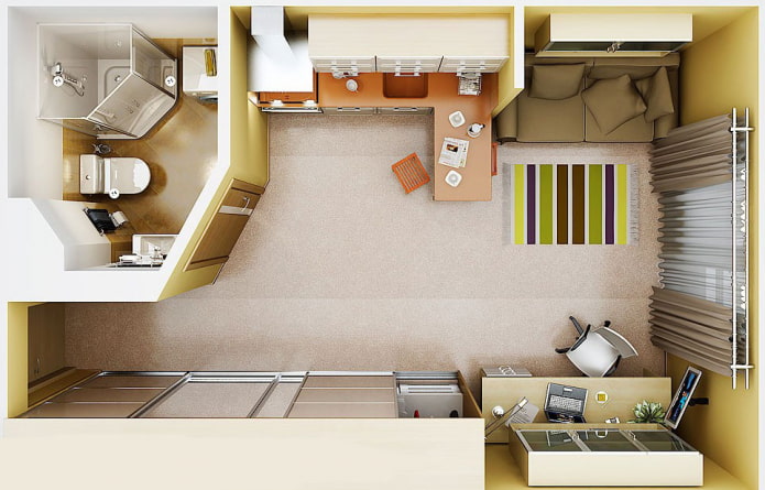 Layout of a studio apartment 25 sq. m.
