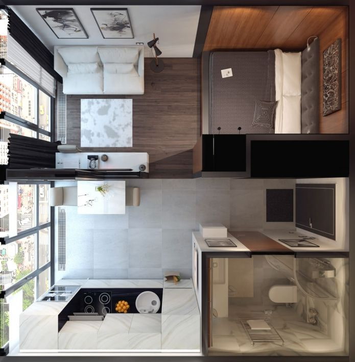 Layout of a studio apartment 25 sq. m.