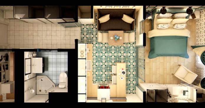 Layout of a studio apartment 25 sq. m.