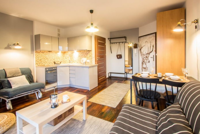 lighting in the interior of a studio apartment