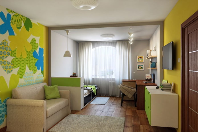 nursery in the interior of a studio apartment