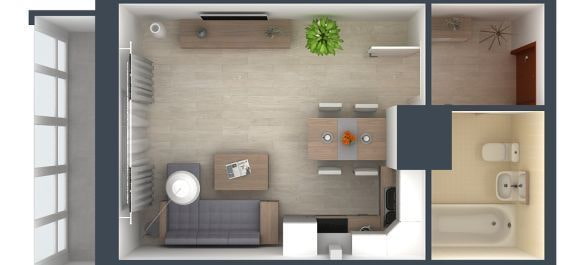 Studio layouts 20 sq. m.