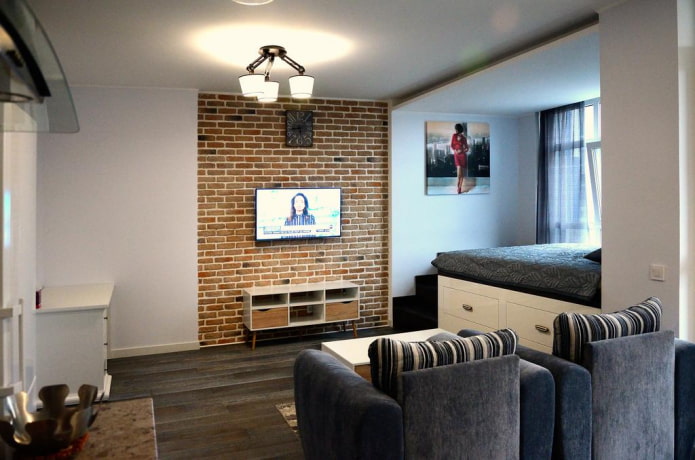 design of a small studio in an industrial style design of a small studio in an industrial style