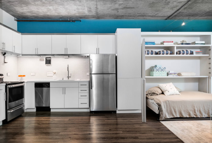 Elongated loft studio and convertible bed Elongated loft studio and convertible bed