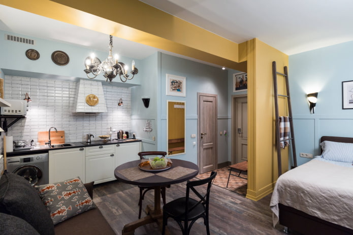 Bright partition in the studio Bright partition in the studio