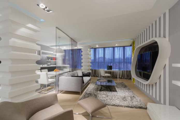 interior of a studio apartment in high-tech style
