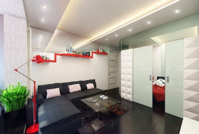 interior of a studio apartment in high-tech style