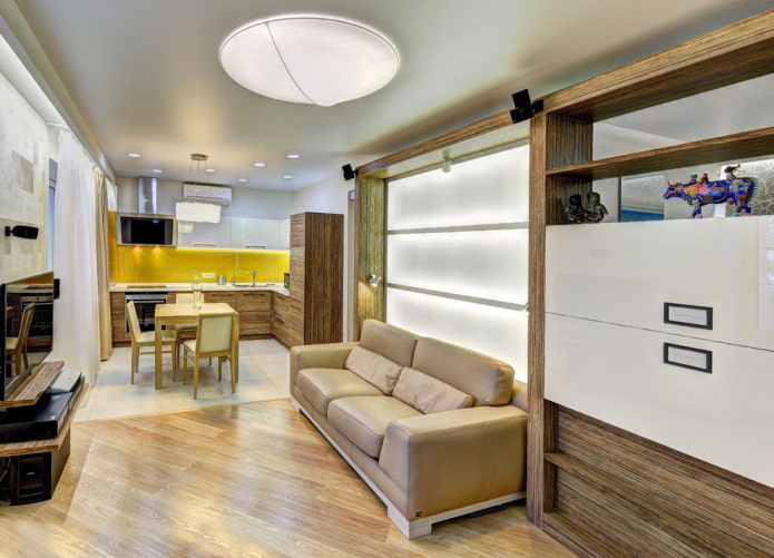 lighting in the interior of a studio apartment