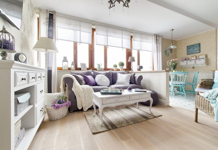 interior of a studio apartment in Provence style