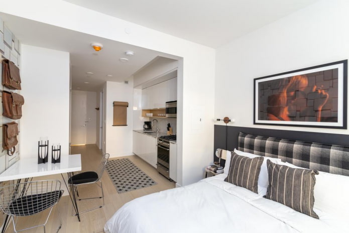 colors of the interior of the studio apartment