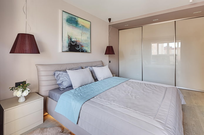 wardrobe in a milky shade in the interior of the bedroom wardrobe in a milky shade in the interior of the bedroom