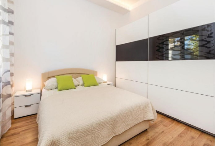 wardrobe in black and white in the interior of the bedroom wardrobe in black and white in the interior of the bedroom