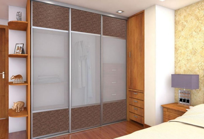 sliding wardrobe with rattan facade trim in the bedroom sliding wardrobe with rattan facade trim in the bedroom