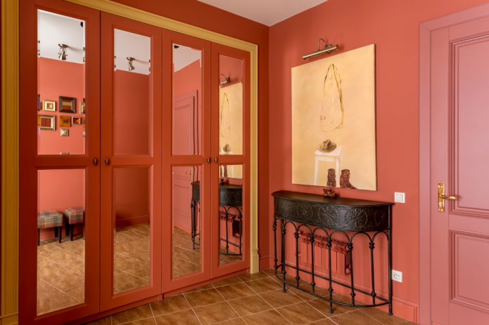 built-in wardrobe in the interior of the corridor