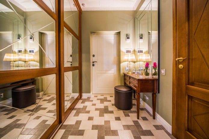 design of cabinets in the interior of the corridor